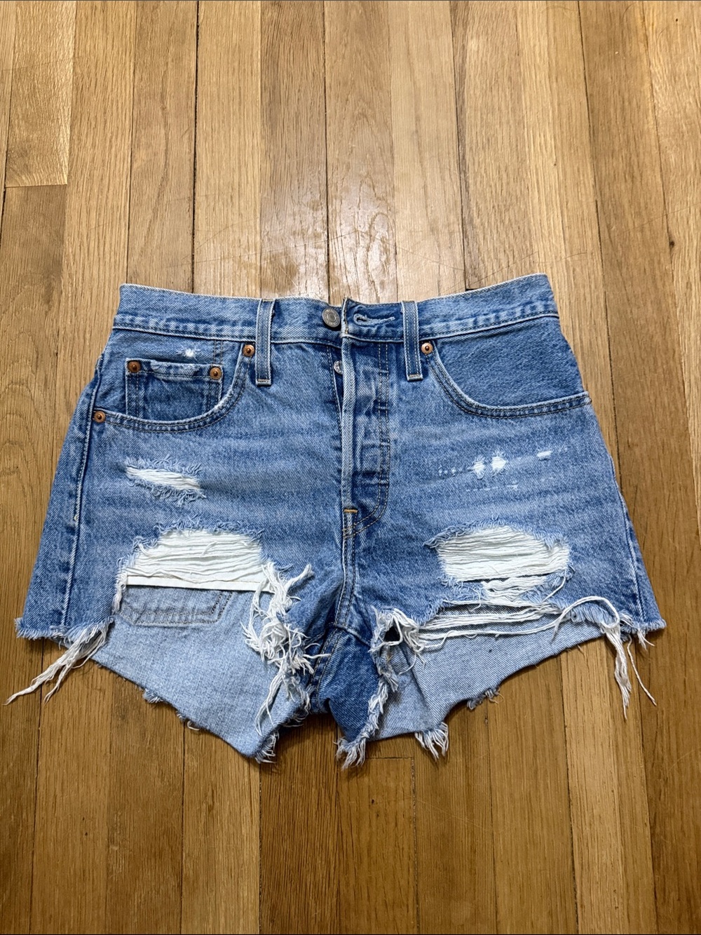 Levi’s Women's Distressed High-Waist Denim Shorts - Blue